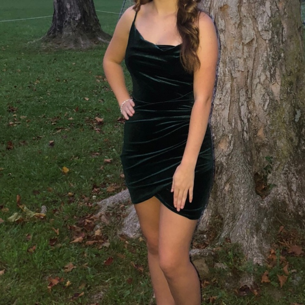 Windsor velvet green-blue tight dress